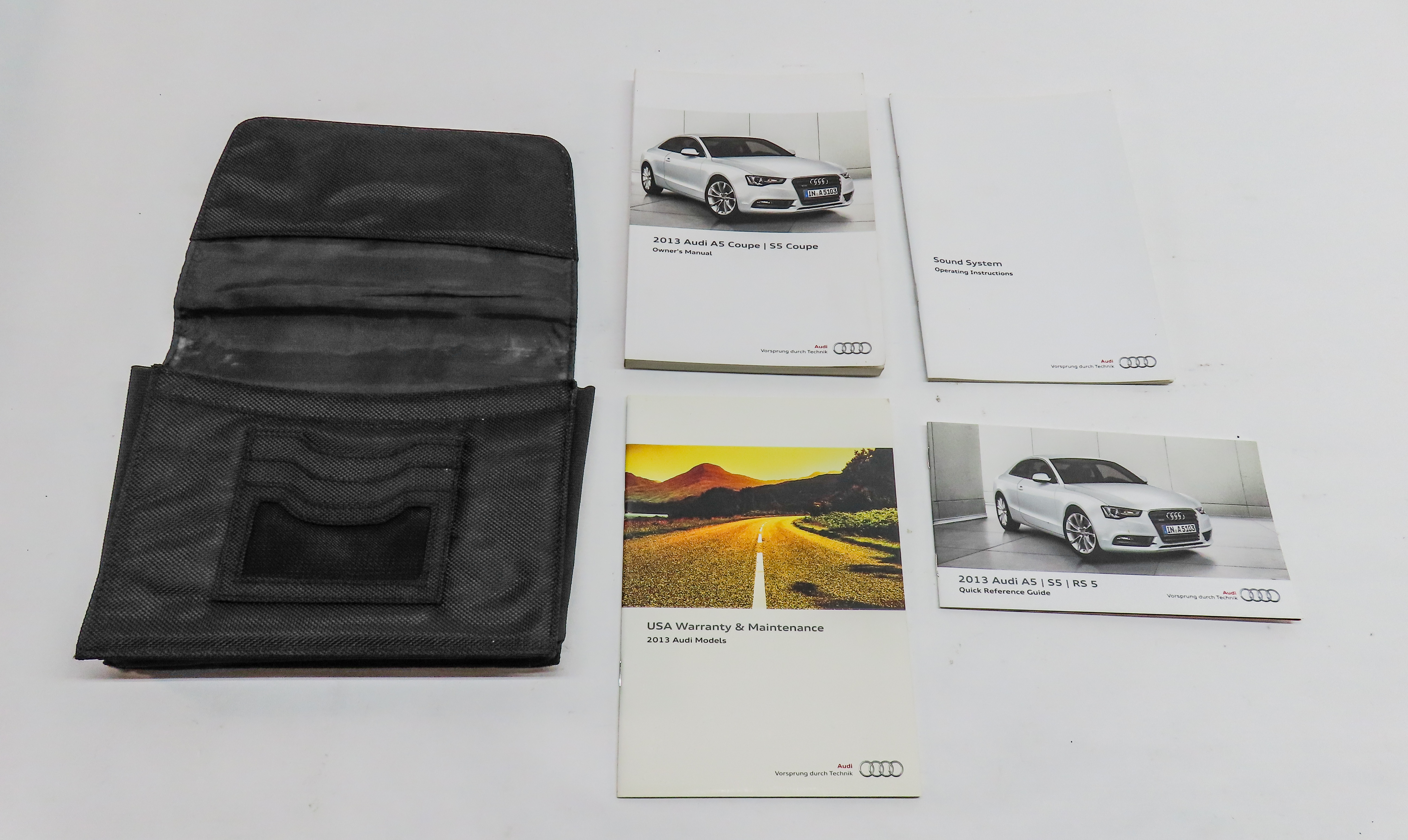 2013 AUDI A5 (B8 8T) 2.0L (CPMA) ENGINE OWNER'S MANUAL BOOKLET SET/5 w/ CASE — exact item pictured